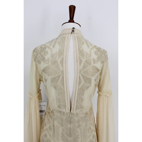 Free People Cleo Mini Dress Tea Sz 0 Boho Embroidered - Picture 8 of 12
